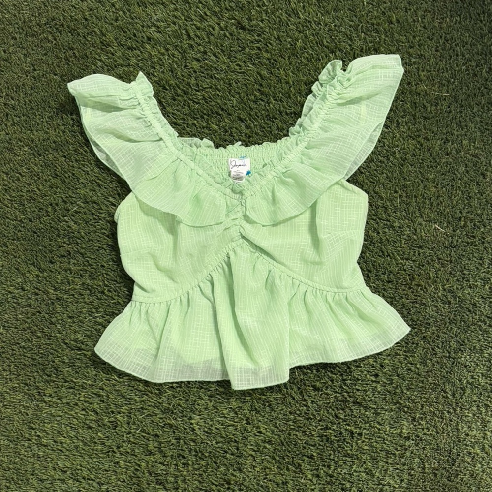 Chic Green Ruffled Top